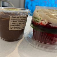 Chocolate pudding and Red velvet cupcake at Chef Tanya's Kitchen in Palm Springs