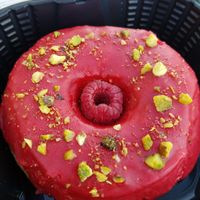 Raspberry pistachio donut! So good! at Chef Tanya's Kitchen in Palm Springs