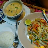 pad thai and green curry  at Naga Cafe & Bar in Koh Chang