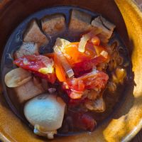 Tofu and egg in brown sauce at Naga Cafe & Bar in Koh Chang