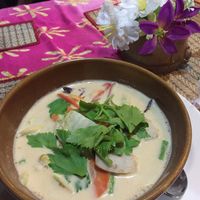 Veggie coconut soup just perfect at Naga Cafe & Bar in Koh Chang