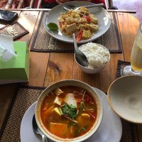 Vegan Tom Yam and Vegetarian Phad Tai at Naga Cafe & Bar in Koh Chang