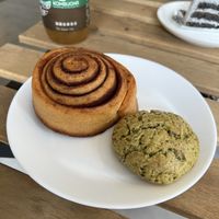 Cinnamon bun & matcha-red bean scone  at HiPizza in Taipei
