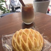 Soy tea and one of the many baked goods  at HiPizza in Taipei
