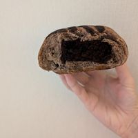 Inside the chocolate cake bread at HiPizza in Taipei