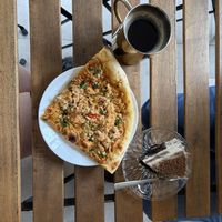 Vegan mapu tofu pizza and tiramisu   at HiPizza in Taipei