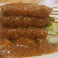 No chicken skewers in satay sauce (vg) at Amaysia Restaurant in Newcastle Upon Tyne