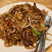 Black pepper no chickn fried udon  at Amaysia Restaurant in Newcastle Upon Tyne