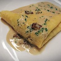 Gluten free and vegan crepe with porcini mushrooms at Marcellos of Douglas in Cork