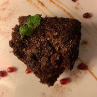 Vegan wet chocolate cake at Cardamomo in Leiria