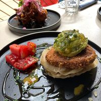 Vegan Yardbird; sweetcorn fritters at Turtle Bay in Newcastle Upon Tyne