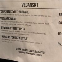 Veganska menyn at Restaurang 4 Kök in Kalmar