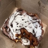 Vegan funnel cake- has banana in batter   at Fox & Son Fancy Corndogs in Philadelphia