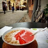 Strawberry smoothie-bowl  at Agrus in Lviv