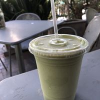 Signature smoothie, super good, very smooth & refreshing, love the PB in it! at Desert Roots Kitchen in Tempe