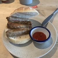Vegan sausage bap  at The Beach House in Edinburgh