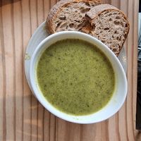 Courgette soup (vegan) at The Beach House in Edinburgh