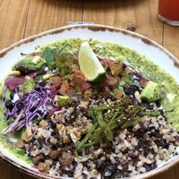 This Latin bowl was like a party in my mouth. Definitely coming back. So many plant based options. I love it! at Honest Greens - Castellana in Madrid
