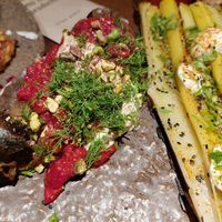 Starter / roasted aubergine at Honest Greens - Castellana in Madrid