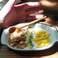 Size comparison.  Very small; don't bother. at Metta Vegetarian in Ho Chi Minh City