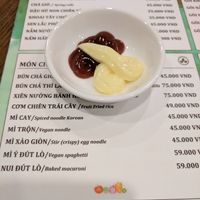 Egg noodles, and what looks like mayonnaise at Metta Vegetarian in Ho Chi Minh City