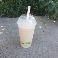 Vegan banana smoothie at Oliver's Real Food in Goulburn