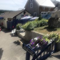 Outside at Blue Moon Cafe in Boothbay Harbor