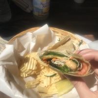 Hummus wrap (beware, comes w/ coleslaw) at Blue Moon Cafe in Boothbay Harbor