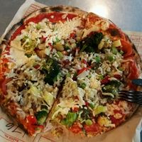 Pizza with vegan cheese at Mod Pizza in Bellevue
