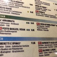 Menu  at Vapiano in Dresden