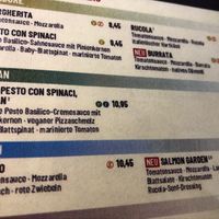 Menu  at Vapiano in Dresden
