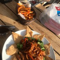 Mexican salad and Mexican fries at Mike's Place in Eilat