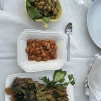 Olive salad, white beans and tempura spinach  at Saki in Dalyan