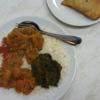3 curries and samosa's at Little Aladdin in Manchester