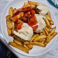 Falafel hummus and fries at Little Aladdin in Manchester