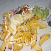 Falafel with humus , salad and chips. Forgot to take a photo until half way through it! Really good size of portion. at Little Aladdin in Manchester