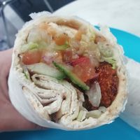 Tofu and falafel on naan at Little Aladdin in Manchester