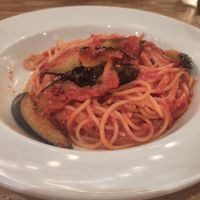 Pasta arrabbiata with eggplant at Cafe La Boheme - Omotesando in Tokyo