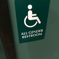 non-binary gendered bathrooms! at Fair Grounds Coffeehouse in Iowa City