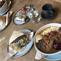 Buckwheat porridge, wrap and pies with espresso. at Toormoor Kohvik/Galerii in Tallinn