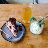 Kräsupea cake, lemonade and potato salad at Toormoor Kohvik/Galerii in Tallinn