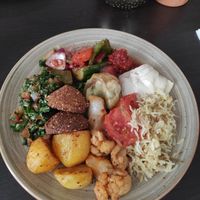 Vegan options from the lunch buffet at Merwah in Linkoping