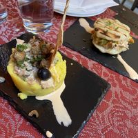 Two different vegan tapas - both delicious!  at Andino Gastrobar in Malaga