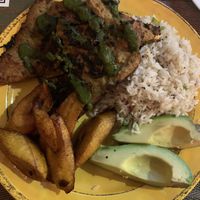 Lentil steak & fried plantains  at Andino Gastrobar in Malaga
