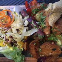 soyrizo scewers clearly labeled as vegan! at Andino Gastrobar in Malaga