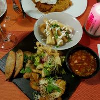 Vegan tapas options and vegetarian main at Andino Gastrobar in Malaga