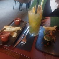 Vegan yuca paraguaya, vegan palta rellena chilena at Andino Gastrobar in Malaga