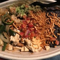Fajita Burrito Bowl with Tofu & Vegan Cheese at Tocaya Organica in Miami Beach