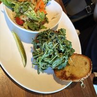 Veggie burger with side saladd  at Yard House in Las Vegas