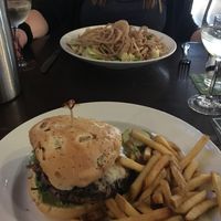 Vegan Burger with an Onion Bap plus fries at Yard House in Las Vegas
